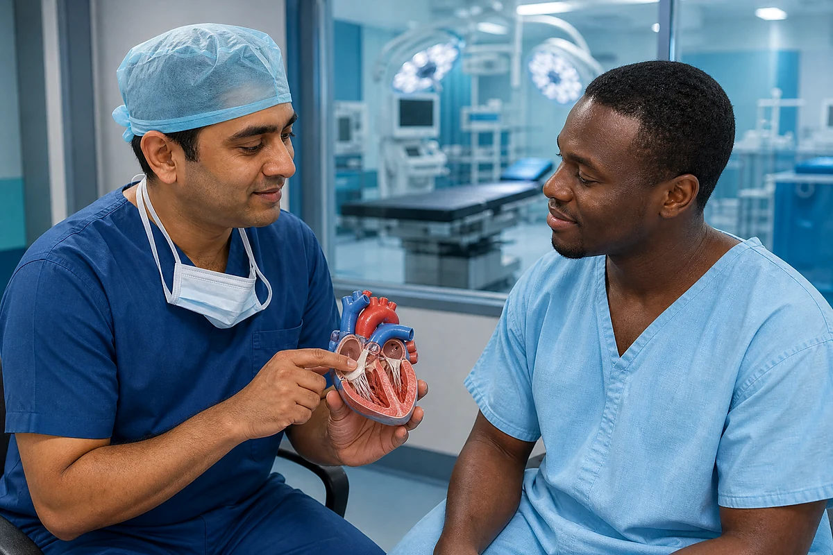 Cardiac Surgery — Indian doctor with African patient